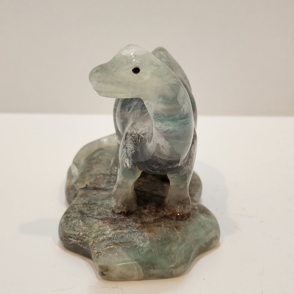 Hand Carved Fluorite Crystal Dinosaur Figurine - Picture 3 of 10